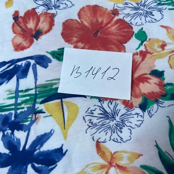 Emily Daniels Elbow Tab Sleeve Tropical Knit Polo Floral Print Size XL - Picture 12 of 12